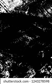 Grunge overlay layer. Abstract black and white vector background. Monochrome vintage surface with dirty pattern in cracks, spots, dots. Old wall in dark horror style design