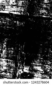 Grunge overlay layer. Abstract black and white vector background. Monochrome vintage surface with dirty pattern in cracks, spots, dots. Old wall in dark horror style design