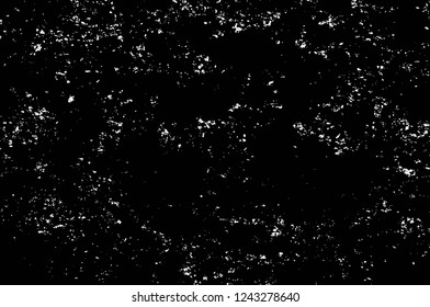 Grunge overlay layer. Abstract black and white vector background. Monochrome vintage surface with dirty pattern in cracks, spots, dots. Old wall in dark horror style design