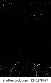 Grunge overlay layer. Abstract black and white vector background. Monochrome vintage surface with dirty pattern in cracks, spots, dots. Old wall in dark horror style design