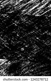 Grunge overlay layer. Abstract black and white vector background. Monochrome vintage surface with dirty pattern in cracks, spots, dots. Old wall in dark horror style design