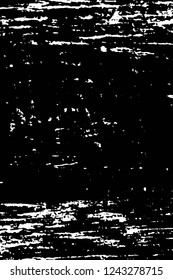 Grunge overlay layer. Abstract black and white vector background. Monochrome vintage surface with dirty pattern in cracks, spots, dots. Old wall in dark horror style design