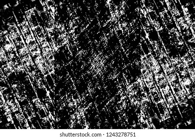 Grunge overlay layer. Abstract black and white vector background. Monochrome vintage surface with dirty pattern in cracks, spots, dots. Old wall in dark horror style design
