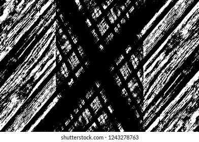Grunge overlay layer. Abstract black and white vector background. Monochrome vintage surface with dirty pattern in cracks, spots, dots. Old wall in dark horror style design