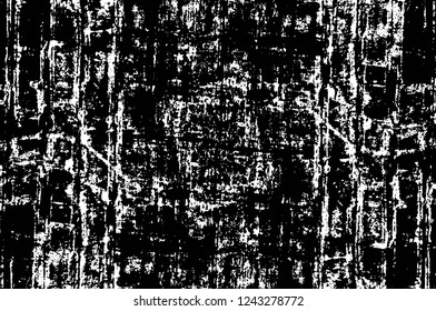Grunge overlay layer. Abstract black and white vector background. Monochrome vintage surface with dirty pattern in cracks, spots, dots. Old wall in dark horror style design