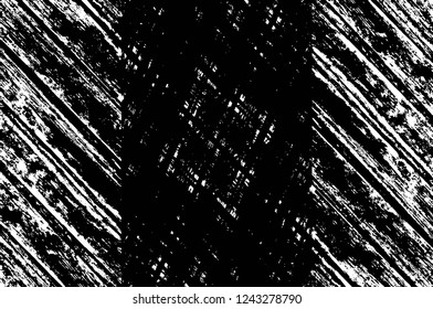 Grunge overlay layer. Abstract black and white vector background. Monochrome vintage surface with dirty pattern in cracks, spots, dots. Old wall in dark horror style design