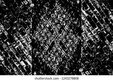Grunge overlay layer. Abstract black and white vector background. Monochrome vintage surface with dirty pattern in cracks, spots, dots. Old wall in dark horror style design