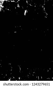 Grunge overlay layer. Abstract black and white vector background. Monochrome vintage surface with dirty pattern in cracks, spots, dots. Old wall in dark horror style design