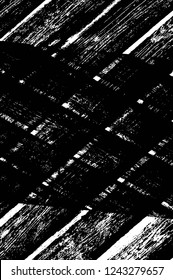 Grunge overlay layer. Abstract black and white vector background. Monochrome vintage surface with dirty pattern in cracks, spots, dots. Old wall in dark horror style design
