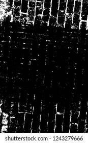 Grunge overlay layer. Abstract black and white vector background. Monochrome vintage surface with dirty pattern in cracks, spots, dots. Old wall in dark horror style design