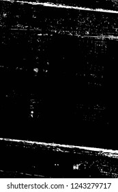 Grunge overlay layer. Abstract black and white vector background. Monochrome vintage surface with dirty pattern in cracks, spots, dots. Old wall in dark horror style design