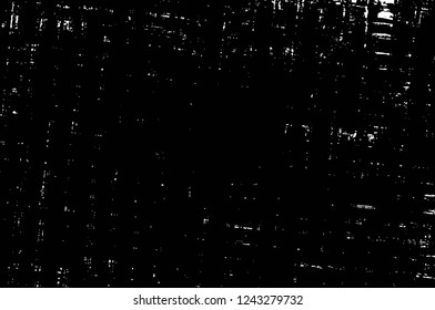 Grunge overlay layer. Abstract black and white vector background. Monochrome vintage surface with dirty pattern in cracks, spots, dots. Old wall in dark horror style design