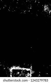 Grunge overlay layer. Abstract black and white vector background. Monochrome vintage surface with dirty pattern in cracks, spots, dots. Old wall in dark horror style design