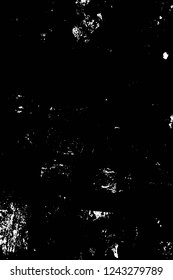 Grunge overlay layer. Abstract black and white vector background. Monochrome vintage surface with dirty pattern in cracks, spots, dots. Old wall in dark horror style design