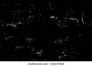 Grunge overlay layer. Abstract black and white vector background. Monochrome vintage surface with dirty pattern in cracks, spots, dots. Old wall in dark horror style design