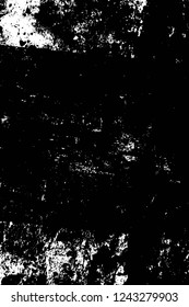 Grunge overlay layer. Abstract black and white vector background. Monochrome vintage surface with dirty pattern in cracks, spots, dots. Old wall in dark horror style design