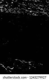Grunge overlay layer. Abstract black and white vector background. Monochrome vintage surface with dirty pattern in cracks, spots, dots. Old wall in dark horror style design