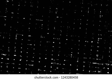 Grunge overlay layer. Abstract black and white vector background. Monochrome vintage surface with dirty pattern in cracks, spots, dots. Old wall in dark horror style design