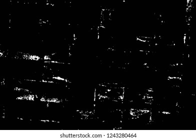 Grunge overlay layer. Abstract black and white vector background. Monochrome vintage surface with dirty pattern in cracks, spots, dots. Old wall in dark horror style design