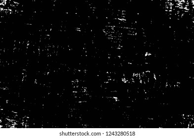Grunge overlay layer. Abstract black and white vector background. Monochrome vintage surface with dirty pattern in cracks, spots, dots. Old wall in dark horror style design