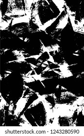 Grunge overlay layer. Abstract black and white vector background. Monochrome vintage surface with dirty pattern in cracks, spots, dots. Old wall in dark horror style design