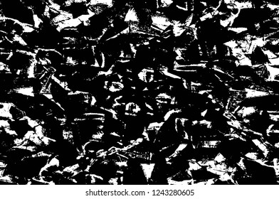 Grunge overlay layer. Abstract black and white vector background. Monochrome vintage surface with dirty pattern in cracks, spots, dots. Old wall in dark horror style design