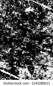 Grunge overlay layer. Abstract black and white vector background. Monochrome vintage surface with dirty pattern in cracks, spots, dots. Old wall in dark horror style design