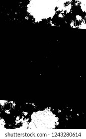 Grunge overlay layer. Abstract black and white vector background. Monochrome vintage surface with dirty pattern in cracks, spots, dots. Old wall in dark horror style design