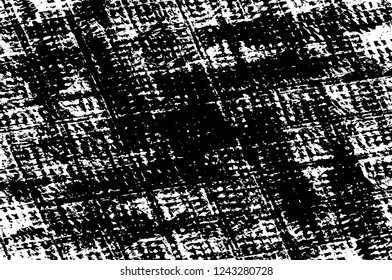 Grunge overlay layer. Abstract black and white vector background. Monochrome vintage surface with dirty pattern in cracks, spots, dots. Old wall in dark horror style design