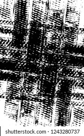 Grunge overlay layer. Abstract black and white vector background. Monochrome vintage surface with dirty pattern in cracks, spots, dots. Old wall in dark horror style design