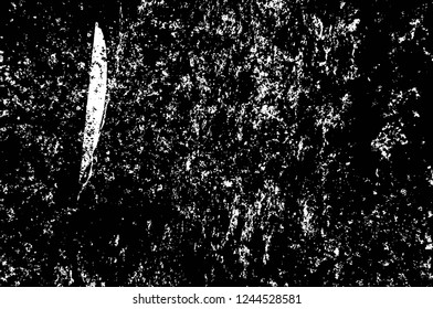 Grunge overlay layer. Abstract black and white vector background. Monochrome vintage surface with dirty pattern in cracks, spots, dots. Old wall in dark horror style design
