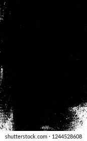 Grunge overlay layer. Abstract black and white vector background. Monochrome vintage surface with dirty pattern in cracks, spots, dots. Old wall in dark horror style design
