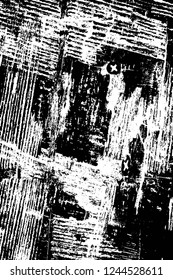 Grunge overlay layer. Abstract black and white vector background. Monochrome vintage surface with dirty pattern in cracks, spots, dots. Old wall in dark horror style design