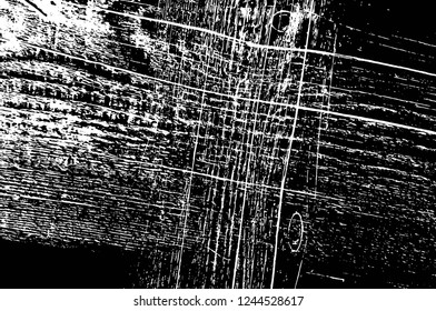 Grunge overlay layer. Abstract black and white vector background. Monochrome vintage surface with dirty pattern in cracks, spots, dots. Old wall in dark horror style design