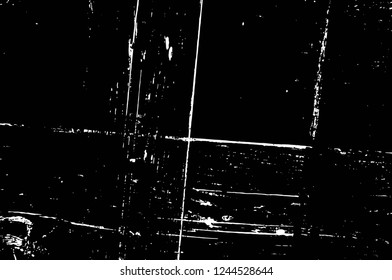 Grunge overlay layer. Abstract black and white vector background. Monochrome vintage surface with dirty pattern in cracks, spots, dots. Old wall in dark horror style design