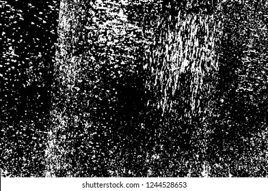 Grunge overlay layer. Abstract black and white vector background. Monochrome vintage surface with dirty pattern in cracks, spots, dots. Old wall in dark horror style design