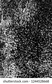 Grunge overlay layer. Abstract black and white vector background. Monochrome vintage surface with dirty pattern in cracks, spots, dots. Old wall in dark horror style design