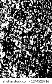 Grunge overlay layer. Abstract black and white vector background. Monochrome vintage surface with dirty pattern in cracks, spots, dots. Old wall in dark horror style design