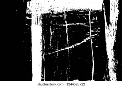 Grunge overlay layer. Abstract black and white vector background. Monochrome vintage surface with dirty pattern in cracks, spots, dots. Old wall in dark horror style design