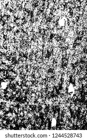 Grunge overlay layer. Abstract black and white vector background. Monochrome vintage surface with dirty pattern in cracks, spots, dots. Old wall in dark horror style design