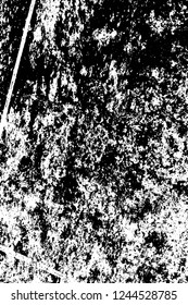 Grunge overlay layer. Abstract black and white vector background. Monochrome vintage surface with dirty pattern in cracks, spots, dots. Old wall in dark horror style design