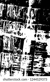 Grunge overlay layer. Abstract black and white vector background. Monochrome vintage surface with dirty pattern in cracks, spots, dots. Old wall in dark horror style design