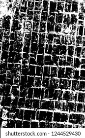 Grunge overlay layer. Abstract black and white vector background. Monochrome vintage surface with dirty pattern in cracks, spots, dots. Old wall in dark horror style design