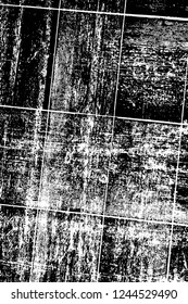 Grunge overlay layer. Abstract black and white vector background. Monochrome vintage surface with dirty pattern in cracks, spots, dots. Old wall in dark horror style design