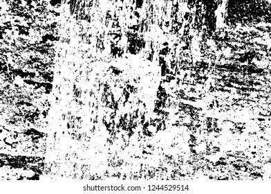 Grunge overlay layer. Abstract black and white vector background. Monochrome vintage surface with dirty pattern in cracks, spots, dots. Old wall in dark horror style design