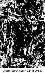 Grunge overlay layer. Abstract black and white vector background. Monochrome vintage surface with dirty pattern in cracks, spots, dots. Old wall in dark horror style design
