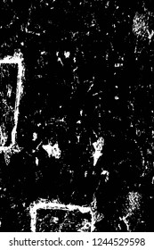 Grunge overlay layer. Abstract black and white vector background. Monochrome vintage surface with dirty pattern in cracks, spots, dots. Old wall in dark horror style design