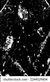 Grunge overlay layer. Abstract black and white vector background. Monochrome vintage surface with dirty pattern in cracks, spots, dots. Old wall in dark horror style design