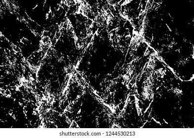 Grunge overlay layer. Abstract black and white vector background. Monochrome vintage surface with dirty pattern in cracks, spots, dots. Old wall in dark horror style design