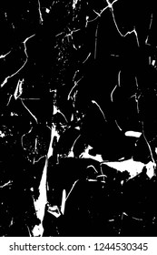 Grunge overlay layer. Abstract black and white vector background. Monochrome vintage surface with dirty pattern in cracks, spots, dots. Old wall in dark horror style design